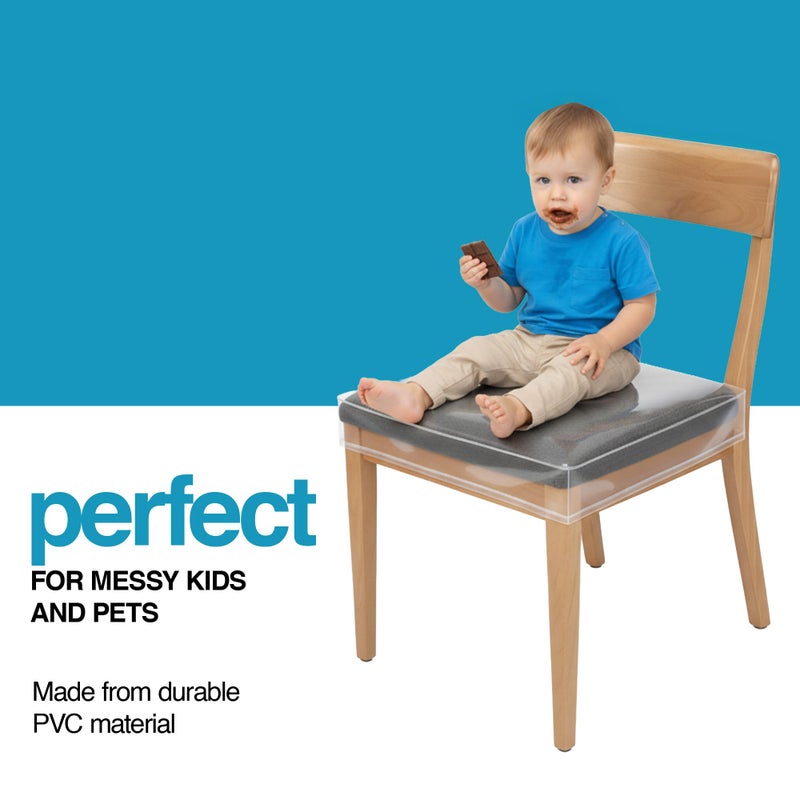 Houseables Plastic Chair Covers, Plastic Seat Covers for Dining Chairs, Seat Protectors, Vinyl, Waterproof, Clear Cushion Protector for Cats, Kids, Kitchen Room Table, Fits 16-18 Inch, 4 Pack Set - Image 5